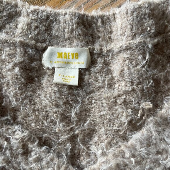 ANTHROPOLOGIE nubbly box cut v -neck sweater/nylon,31merino,poly/XL - Picture 7 of 7